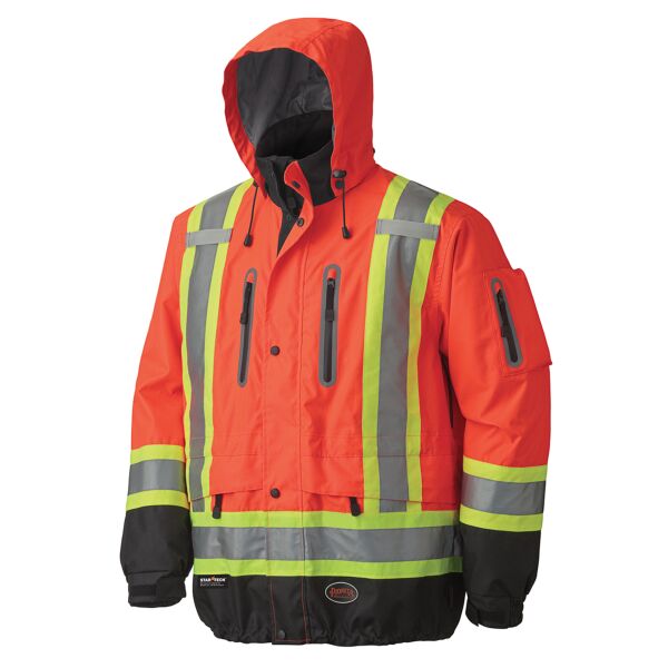 HI-VIZ WTPF/BREATHABLE PREMIUM SFTY JACKET - 300D OX. POLY - HV ORANGE Thumbnail