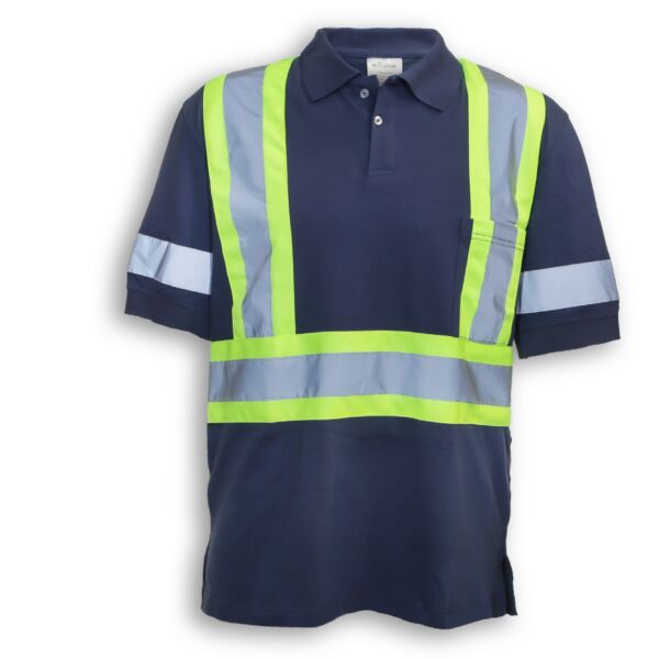 100% Cotton Navy Blue Polo Shirt with Collar Thumbnail